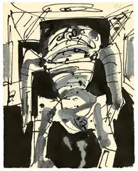Ohne Titel (Zu: George Orwell: 1984) by Antonio Saura Atarés, 1983, Tuschpinsel und Tempera auf Velin, sold Jul 2020