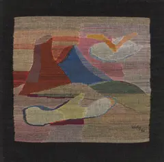 Landschaft by Woty Werner, 1946, Bildwirkerei aus Seide, Wolle und Baumwolle, sold Jun 2021