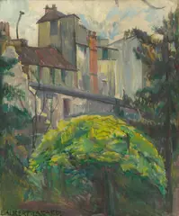Lou Albert-Lasard, Hinterhof in Paris, Öl auf Leinwand