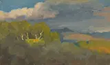 Blick auf die Albaner Berge bei Rom by Louis Gurlitt, Öl auf Papier, auf Pappe aufgezogen, sold Dec 2020
