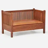 Spindled loveseat by Gustav Stickley, sold May 2018