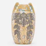 Pierrefonds Pottery, Two-handled metal overlay vase, France