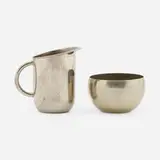 Creamer and sugar bowl by Marianne Brandt and Helmut Schulze, 1928, bronze sheet, nickel silver, sold Oct 2023