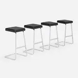 Four Seasons barstools, set of four by Ludwig Mies van der Rohe and Philip Johnson, leather, chrome-plated steel, sold Oct 2023