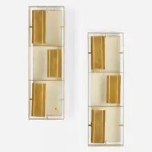 Sconces model 12664, pair by Gio Ponti, 1965, brass, enameled brass, sold Oct 2023