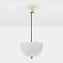 Ceiling lamp by Tomaso Buzzi, c. 1950, glass, brass, sold Oct 2023