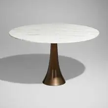 Dining table by Angelo Mangiarotti, 1959, turned bronze, marble, sold Oct 2023