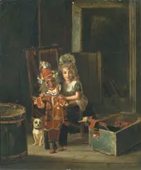 The puppet show by Charles Hunt, oil on board, sold Jun 2015