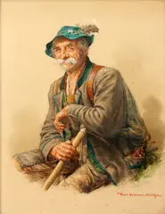 Tyrolean man by Peter Kraemer, watercolour, sold Jun 2015