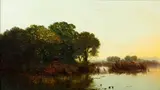 Henry John Boddington, A quiet backwater, oil on canvas