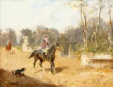 A Ride in the Park by Wilhelm Velten, oil on panel, sold Jun 2015