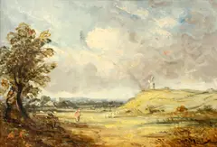 River landscape by John Constable, oil on canvas, sold Jun 2015