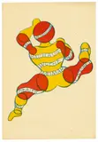 Juli Ausstellung 1923 Bauhaus-Woche Weimar Theater Etc Cabaret Etc by George Adams, 1923, Farblithografie auf leichtem Karton (Postkarte), sold May 2019