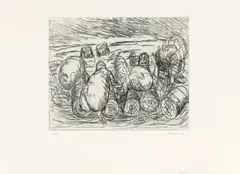 Kahlschlag by Georg Baselitz, 1964, Kaltnadel auf Velin, sold Dec 2018