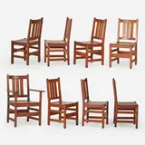 L. & J.G. Stickley, Assembled set of eight dining chairs
