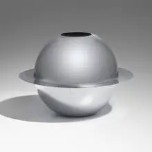 Rare Saturn vase by Russel Wright, c. 1936, chromed-plated copper, sold Oct 2023