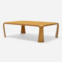 Coffee table by Saburo Inui, c. 1960, plastic laminate over bent plywood, sold Oct 2023