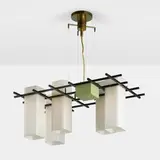 Ceiling lamp, model 212 by Angelo Lelii, c. 1958, glass, painted metal, painted brass, brass, sold Oct 2023