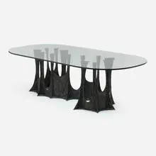 Stalagmite dining table, model PE-102 by Paul Evans, 1970, bronzed resin over steel, glass, sold Oct 2023