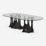 Paul Evans, Stalagmite dining table, model PE-102, 1970, bronzed resin over steel, glass