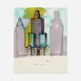 New York Wall Street by Aldo Rossi, 1980, ballpoint pen and marker on paper, sold Oct 2023