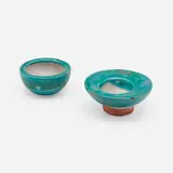 Bowls, set of two by Renato Bassoli, c. 1960, glazed ceramic, silver, sold Oct 2023