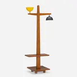 Standard floor lamp from Chandigarh by Pierre Jeanneret, c. 1955, teak, painted aluminum, brass, sold Oct 2023