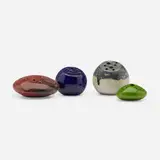 Collection of four vessels by Renato Bassoli, c. 1960, glazed ceramic, sold Oct 2023