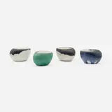 Collection of four vessels by Renato Bassoli, 1955, glazed ceramic, sold Oct 2023