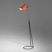 Falkenbergs Belysning, Floor lamp, c. 1950, enameled steel, brass, enameled brass