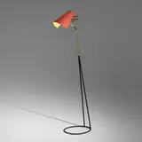 Falkenbergs Belysning, Floor lamp, c. 1950, enameled steel, brass, enameled brass