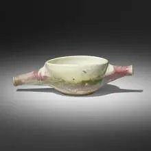Two-spouted teapot by Toshiko Takaezu, glazed porcelain, sold Oct 2023