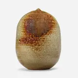 Untitled (with rattle) by Toshiko Takaezu, glazed stoneware, sold Oct 2023