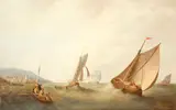 Shipping off the coast by British School, oil on canvas, sold Jun 2015