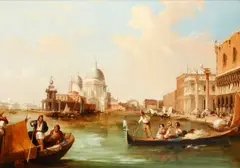 Edward Pritchett, Gondolas on the Grand Canal, oil on canvas