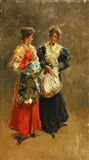 Two women in traditional costume by Italian School, early 20th Century, oil on board, sold Jun 2015