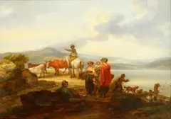 James Leakey, Figures in a landscape, on panel
