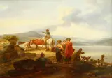 James Leakey, Figures in a landscape, on panel