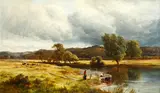 English School circa 1880, Riverscape with storm clouds, oil on canvas