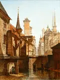 François Stroobant, Continental spires, oil on panel