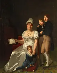 Jacques Antoine Vallin, Portrait of Madame B., née Étiennette Delagrange, with her children, oil on canvas