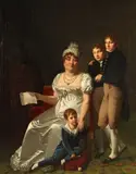 Portrait of Madame B., née Étiennette Delagrange, with her children by Jacques Antoine Vallin, oil on canvas, sold Jun 2015