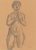 Knieender weiblicher Akt by George Grosz, Um 1915, Bleistift auf bräunlichem Papier, sold Dec 2016