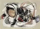 No 51/186 by Rolf Cavael, 1952, Mischtechnik auf Pappe, sold Nov 2013