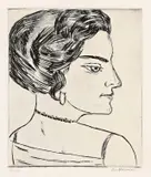 Naila im Profil (Bildnis Frau H.M.) by Max Beckmann, 1923, Kaltnadel auf Velin, sold Nov 2014