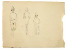 Männer mit Hut (aus einem Skizzenbuch) by Carl Blechen, Bleistift auf Bütten, sold Jun 2015