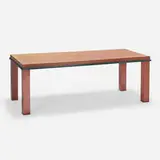 Donau table by Ettore Sottsass, 1986, burlwood veneer, lacquered wood, sold Oct 2023