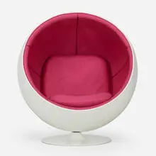 Ball chair by Eero Aarnio, 1968, gel-coated fiberglass, lacquered aluminum, upholstery, sold Oct 2023