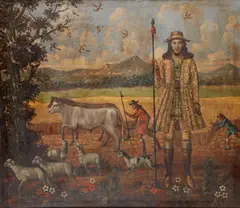 Cuzco School, Saint Isidore, Saint of Agriculture, oil on canvas