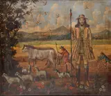 Cuzco School, Saint Isidore, Saint of Agriculture, oil on canvas